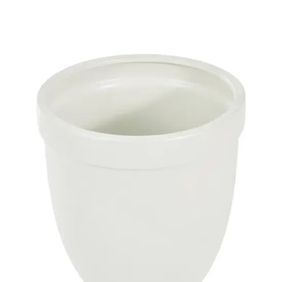 Ceramic Fluted Urn-Shaped Living Room Decorative Jar with Lid White {6}