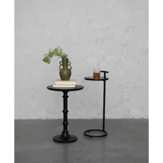 Hello Honey&reg; 2ft. Round Matte Black Metal Table with Handle {4}