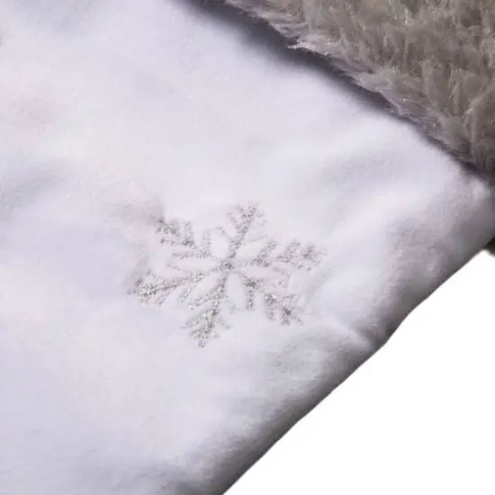 Glitzhome® 21" White Fleece with Christmas Tree & Snowflake Stocking {8}