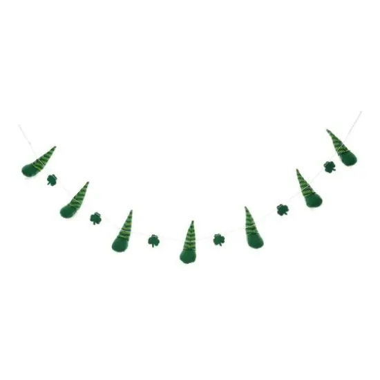 Glitzhome&reg; St. Patrick's Fabric Gnomes and Shamrocks Garland {7}