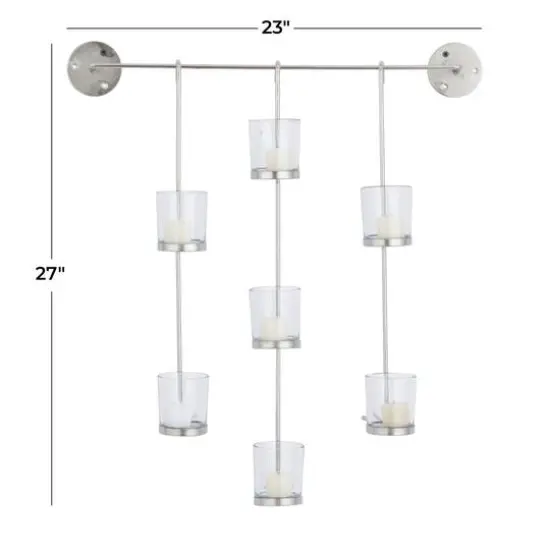 CosmoLiving by Cosmopolitan 27" Silver Contemporary Wall Sconce {8}