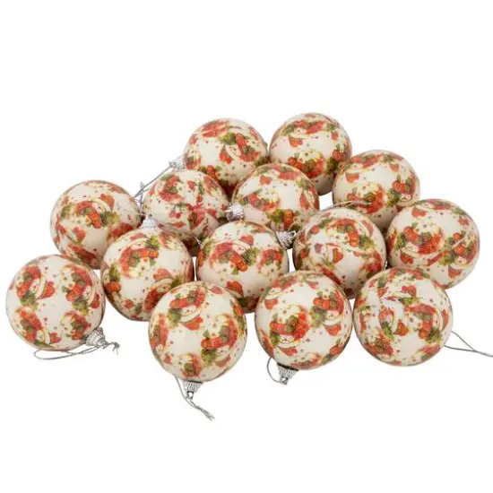 14ct. Snowman Decoupage Christmas Plastic Ball Ornaments {1}