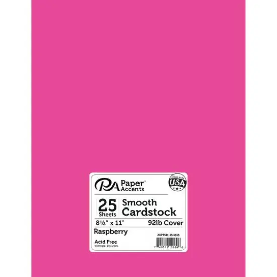 PA Paper&trade; Accents Raspberry 8.5" x 11"Smooth Cardstock, 25 Sheets {1}