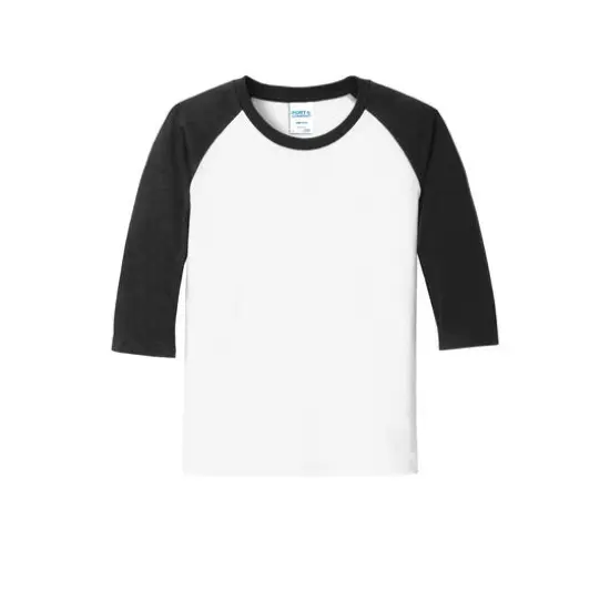 Port & Company Youth Raglan Tee White/Jet Black {1}