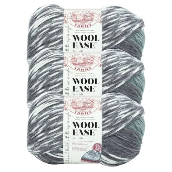 3 Pack Lion Brand&reg; Wool Ease&reg; Fair Isle Yarn Charcoal and Medium Grey {1}