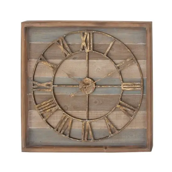 Brown Contemporary Wood Wall Clock, 30" x 30" {3}