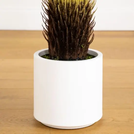 30in. UV Resistant Artificial Cycas Palm Tree in White Decorative Planter (Indoor/Outdoor) {7}