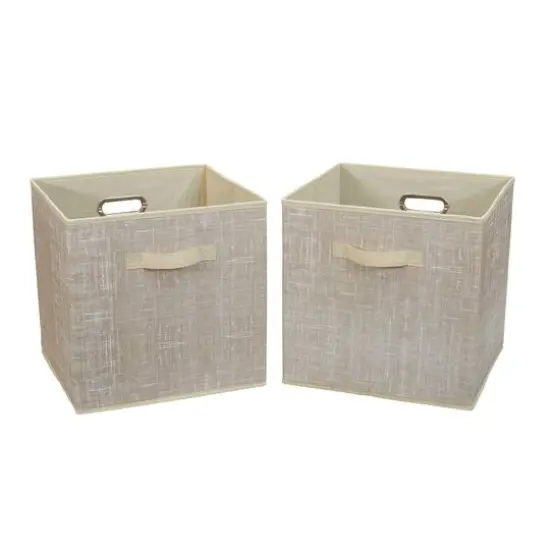 2 Pack Household Essentials 13" Fabric Storage Bins Tan Mix {9}