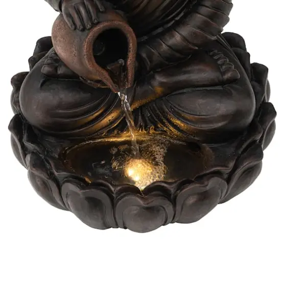Glitzhome® 20.5" Zen-Style LED 2-Tier Buddha Statue Outdoor Fountain {7}