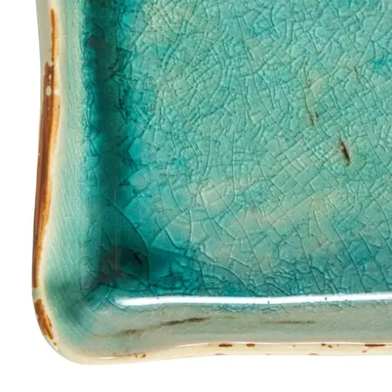 Hello Honey&reg; 11" Square Aqua Reactive Crackle Glaze Stoneware Serving Trays, 6ct. {5}
