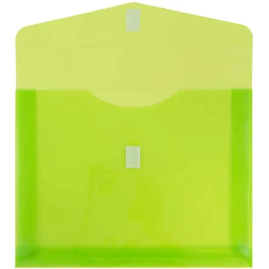 JAM Paper 9.75" x 13" Lime Green Plastic Hook & Loop Closure Envelopes, 12ct. {3}
