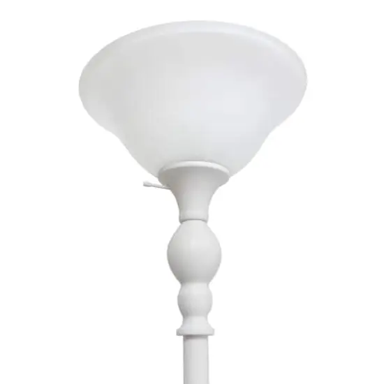 Lalia Home 6ft. Torchiere Floor Lamp with Marbleized Shade White with White Shade {8}