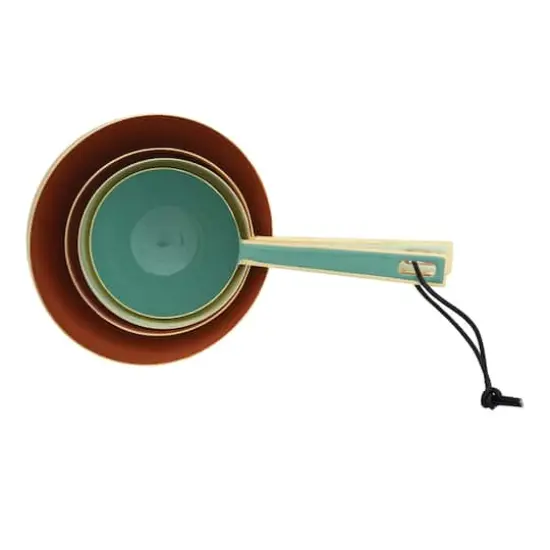 Hello Honey® Gold Finish & Multicolor 4-Piece Enameled Measuring Cup Set with Leather Tie {6}