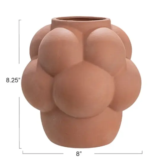 Hello Honey&reg; 8" Terra Cotta Raised Dots Ceramic Vase {4}