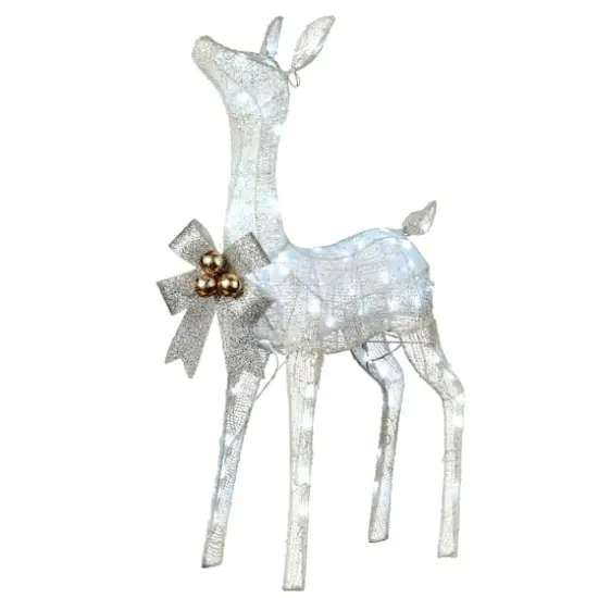 36" Pre-Lit Glittered Fawn {1}