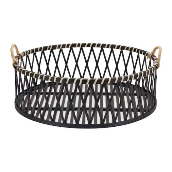 Bamboo & Rattan Woven Circle Tray Set {3}
