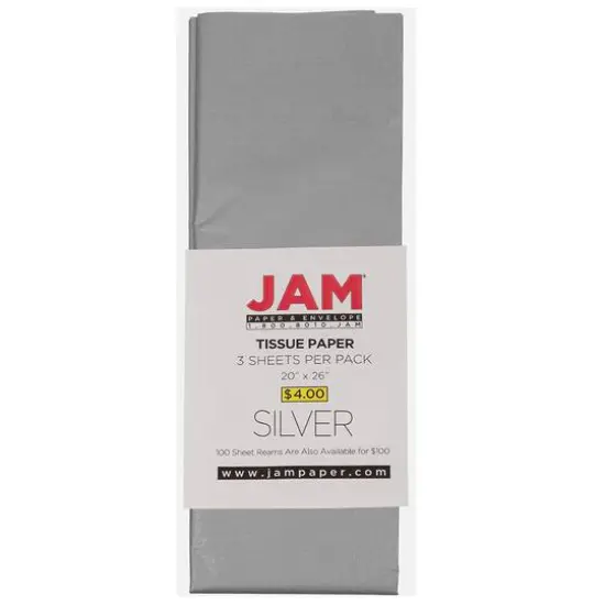 JAM Paper Silver Gift Wrapping Tissue Paper, 3 Sheets {3}