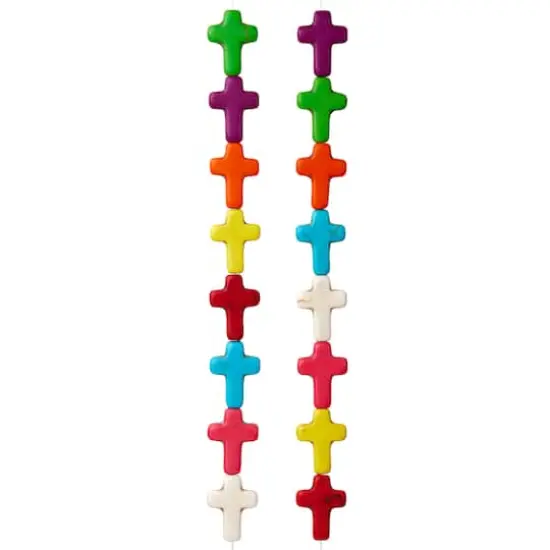 Multicolor Reconstituted Stone Cross Beads, 15mm by Bead Landing&trade; {4}