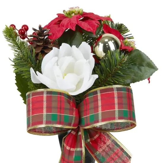 Red & White Rose & Poinsettia Remembrance Cone by Ashland&reg; {3}