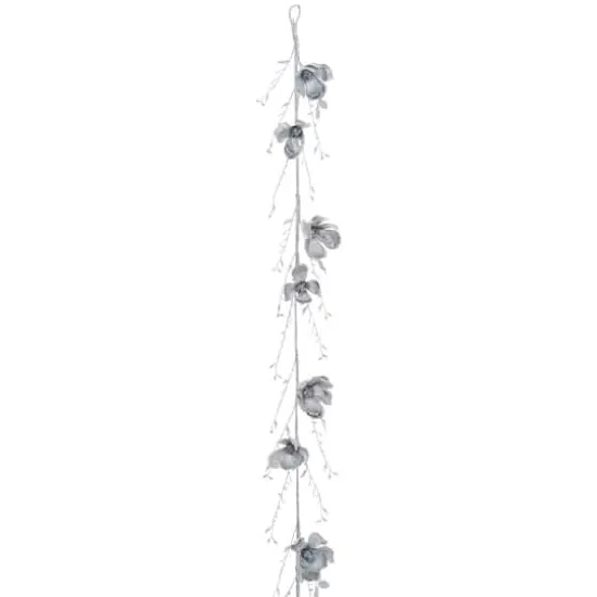 6ft. Metallic Silver Magnolia Garland {1}