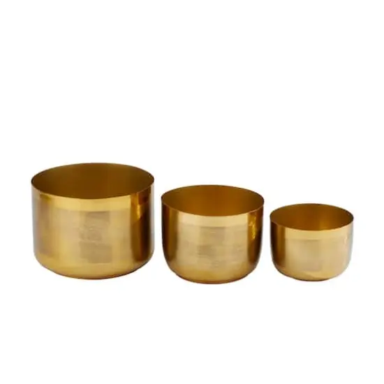 CosmoLiving by Cosmopolitan Iron Modern Planter Set Gold {1}