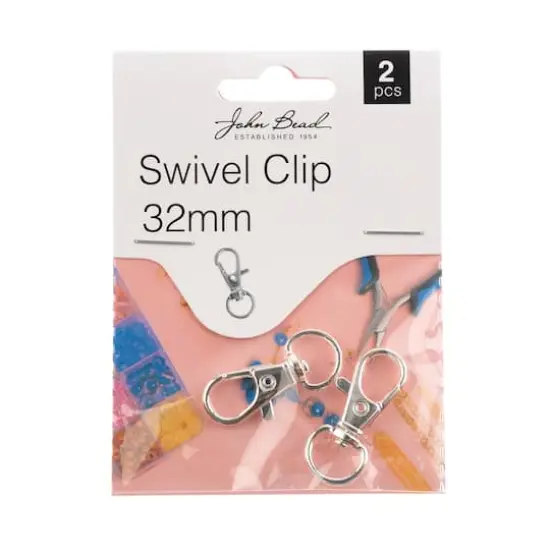 John Bead Must Have Findings 32mm Swivel Clips, 2ct. Silver {4}