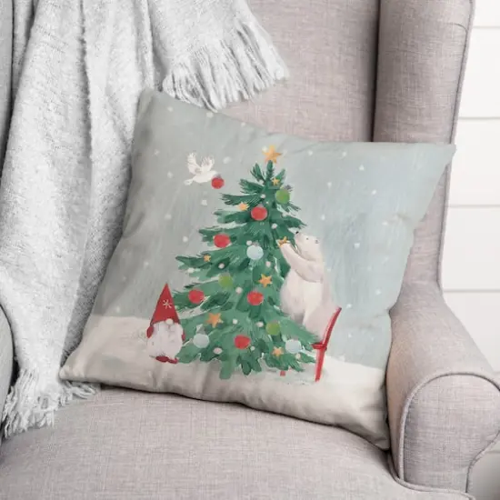 Christmas Creatures Tree Decorating Throw Pillow {3}