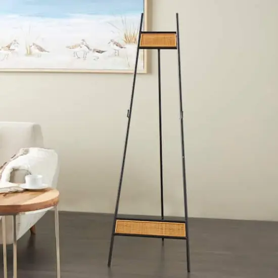 57.5" Black Metal Easel with Wood Accents {4}