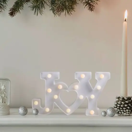 12.75" White Joy LED Christmas Marquee Wall Sign {3}