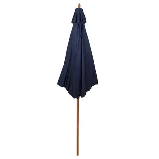 9ft. Outdoor Patio Market Umbrella with Wooden Pole Navy Blue {5}