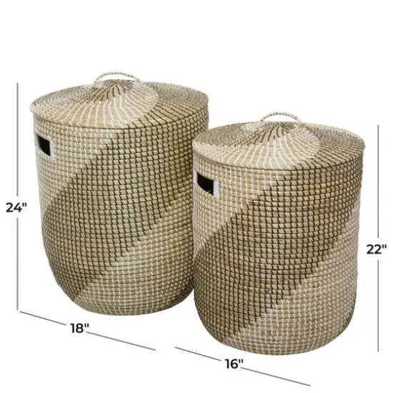 Brown Sea Grass Contemporary Storage Basket Set {7}