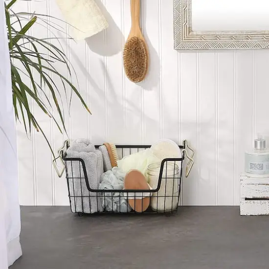 DII&reg; 13" Small Rectangle Metal Basket Black/Gold {5}