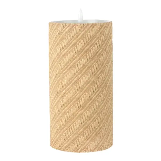 8" Woven Wax LED Pillar Candle by Ashland&reg; Natural {1}