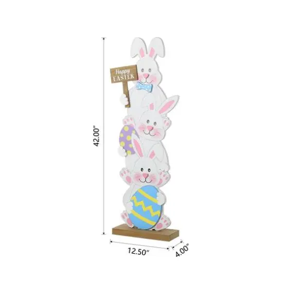 Glitzhome&reg; 30.75" Easter Stacked Bunny Wooden Porch D&eacute;cor {6}