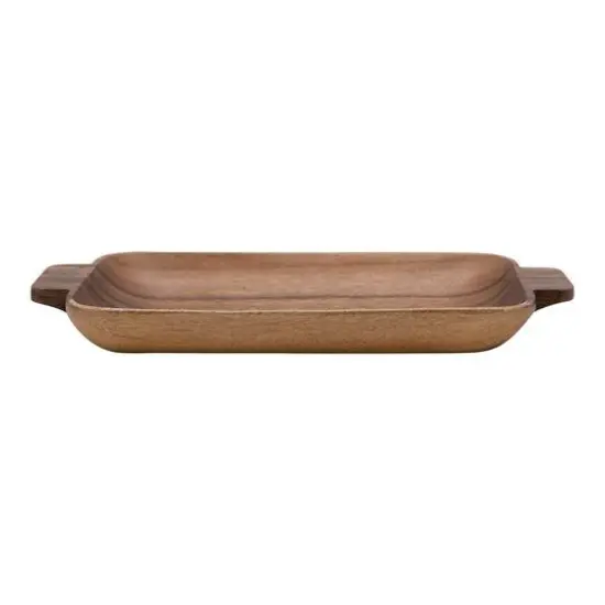 Hello Honey® 17.5" Hand-Carved Acacia Wood Tray with Handles {1}