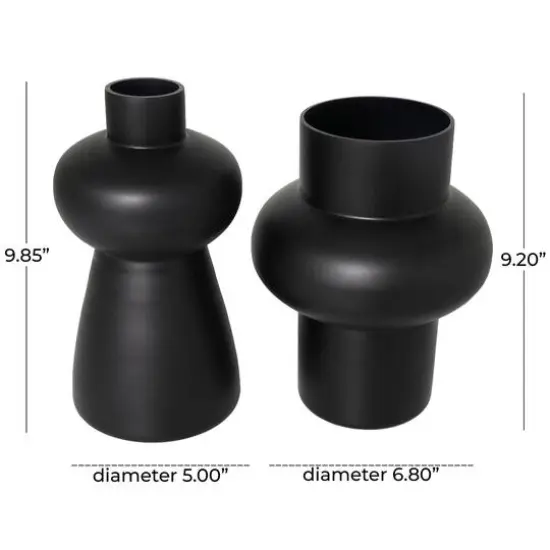 Black Glass Geometric Vase Set {9}