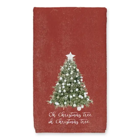 Oh Christmas Tree on Red Background Tea Towel Set {3}
