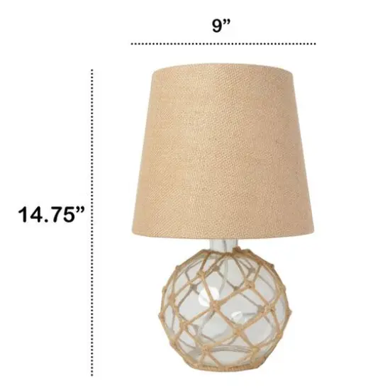 Lalia Home 15" Glass Rope Table Lamp with Shade Clear and Burlap {4}