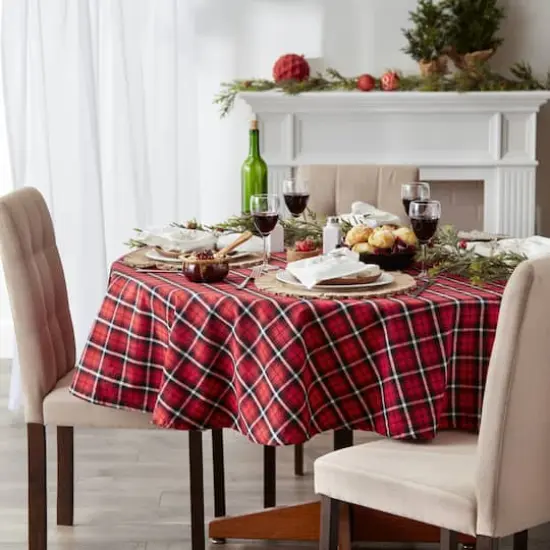 DII&reg; 70" Glad Tidings Plaid Tablecloth {3}