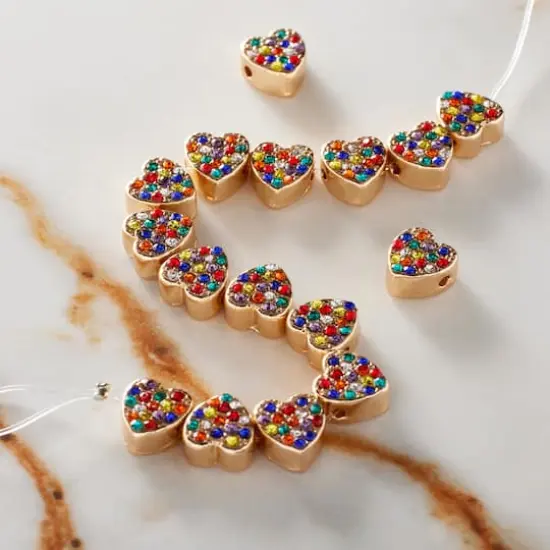 Multicolor Studded Heart Beads, 8mm by Bead Landing&trade; {3}