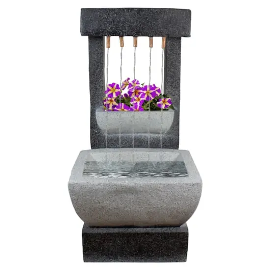 26" LED Rainfall Outdoor Water Fountain with Planter {1}