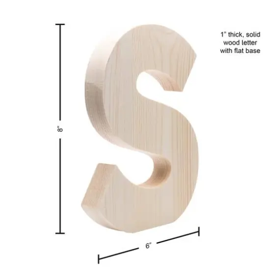 Hampton Art&trade; 8" Chunky Wood Letter S {5}