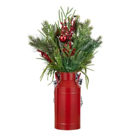 Glitzhome&reg; 35" Christmas Poinsettia Floral Porch Tree in Red Container {8}
