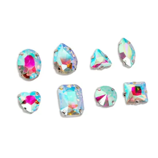 CousinDIY Silver Crystal AB Glass Sew-On Rhinestones, 48ct. {3}