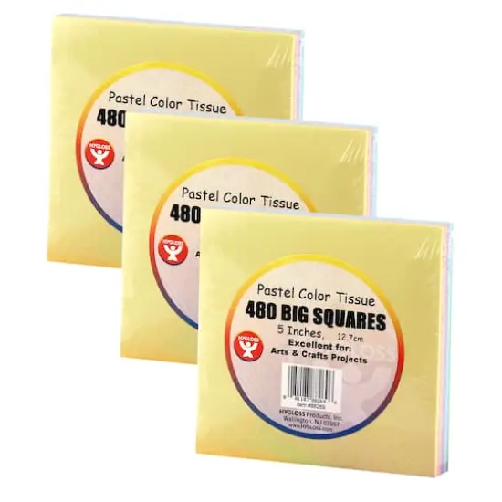Hygloss 5" Pastel Tissue Squares, 3 Packs of 480 {1}
