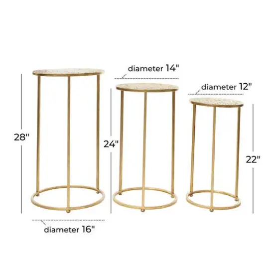 Gold Round Metal Glam Accent Table Set {6}
