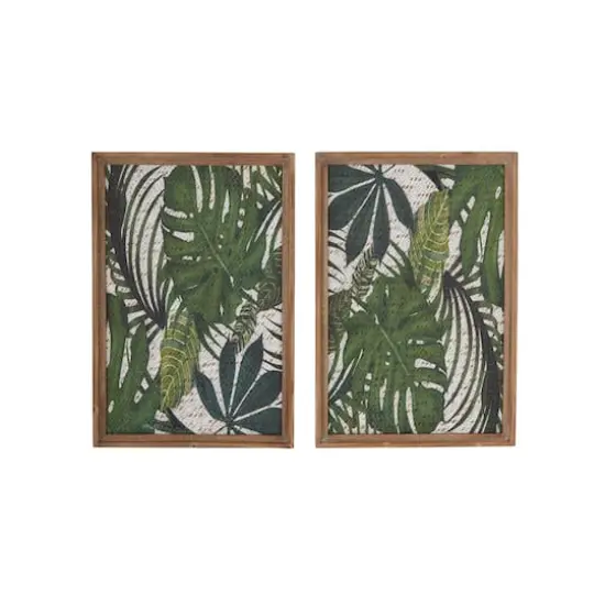 25" Green & Brown Wood Boho Palm Wall Decor, 2ct. {1}