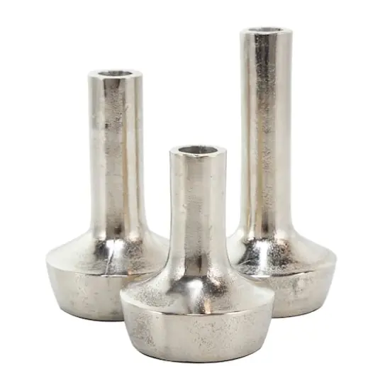 Silver Aluminum Candle Holder with Rounded Base Set {7}