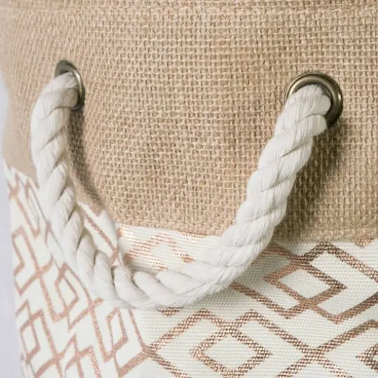 Small Bronze Burlap Diamond Round Bin {3}