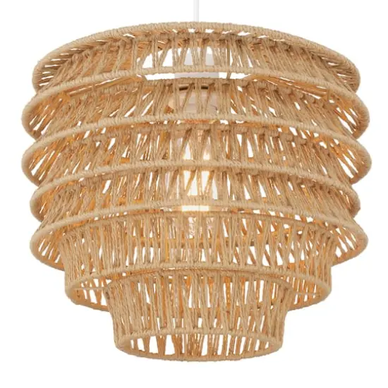 Hello Honey&reg; 15.25" Natural Boho Handwoven Paper Rope & Metal Ceiling Pendant Lamp {5}